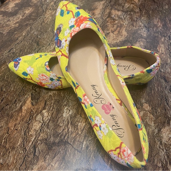 Penny Loves Kenny Shoes - PENNY LOVES KENNY WOMEN'S AARON SF BALLET FLAT, YELLOW FLORAL, SIZE 7